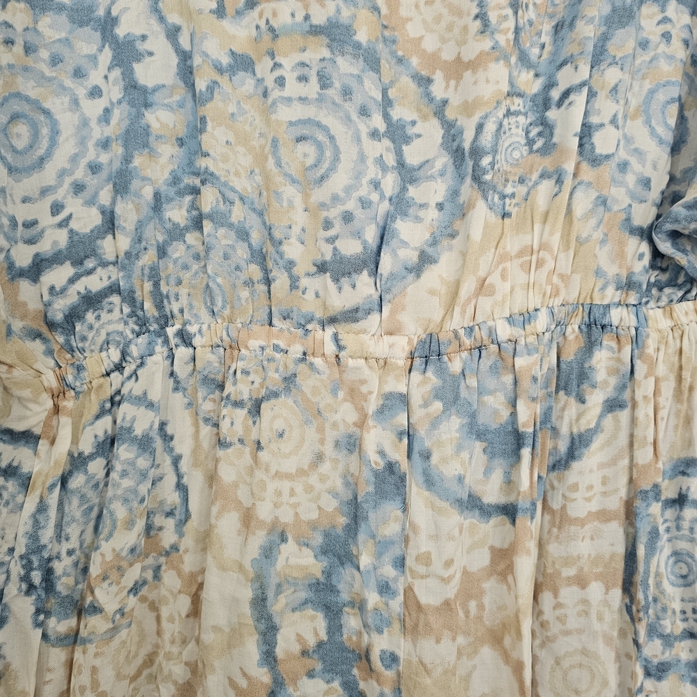 Surf Gypsy Blue and Cream Maxi Coverup Size Small Coastal Boho - Picture 11 of 11